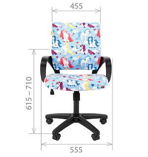 Кресло детское Chairman Kids 103, PL черн., ткань велюр, единороги, механизм качания спинки