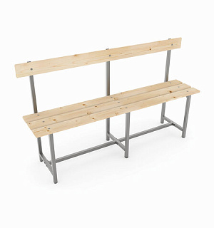 Скамья со спинкой деревянная на металлокаркасе "СТ 5", 1500х350х860 мм