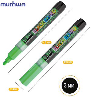 Маркер меловой MunHwa "Black Board Marker" зеленый, 3мм, водная основа