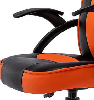 Кресло компьютерное BRABIX "Shark GM-203", экокожа, черное/оранжевое, 532513