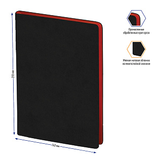 Записная книжка А5 80л., кожзам, Berlingo "Fuze", цветной срез, черный