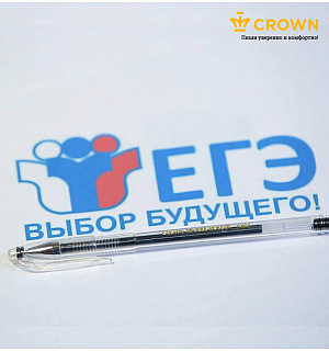 Ручка гелевая Crown "Hi-Jell" черная, 0,5мм, штрих-код