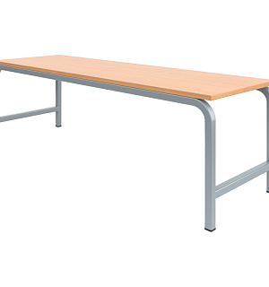 Банкетка без спинки 2-местная, 1250*320*420мм, жесткая, каркас серый, сиденье ЛДСП бук