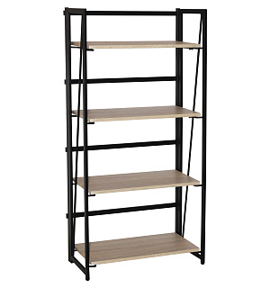Стеллаж на металлокаркасе BRABIX "LOFT SH-001", 600х300х1250 мм, складной, цвет дуб натуральный, 641230