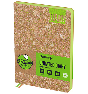 Ежедневник недатированный, A5, 136л., кожзам, Berlingo "Green Series", зеленый срез,  светло-коричневый