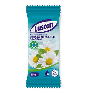 Салфетки влажные Luscan антибактериальные 15шт
