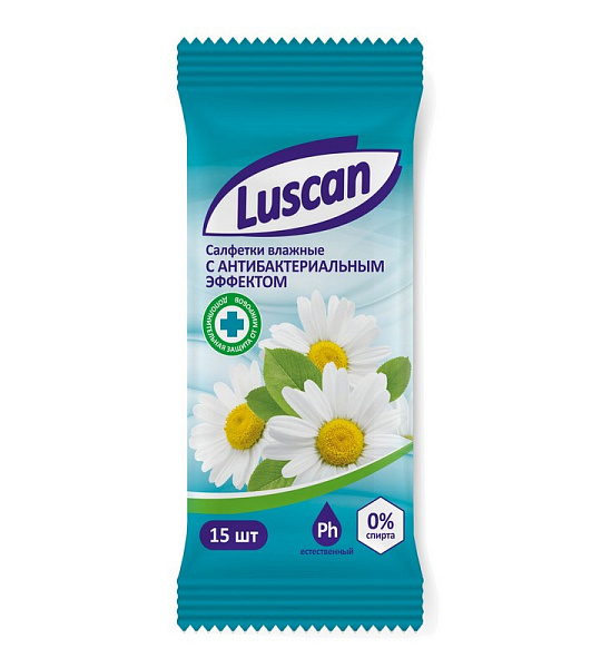 Салфетки влажные Luscan антибактериальные 15шт