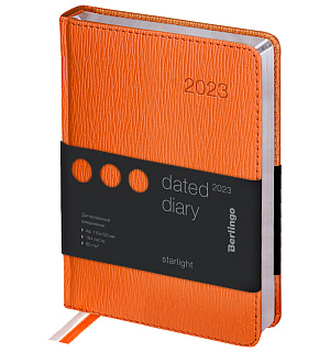 Ежедневник датированный 2023г., А6, 184л., кожзам, Berlingo "Starlight", сер. срез, оранжевый