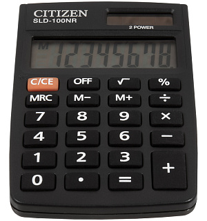 Калькулятор карманный Citizen SLD-100NR, 8 разрядов, двойное питание, 58*88*10мм, черный