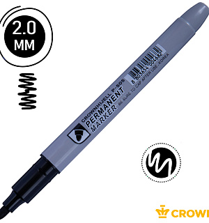 Маркер перманентный Crown "Multi Marker Slim" черный, пулевидный, 2мм