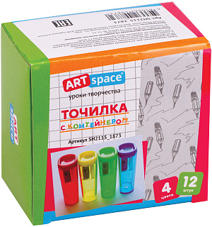Точилка пластиковая ArtSpace 1 отверстие, контейнер, ассорти