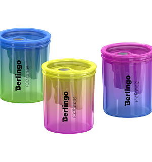 Точилка пластиковая Berlingo "Radiance" 2 отверстия, контейнер, ассорти