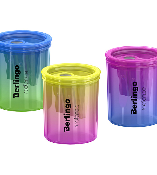 Точилка пластиковая Berlingo "Radiance" 2 отверстия, контейнер, ассорти