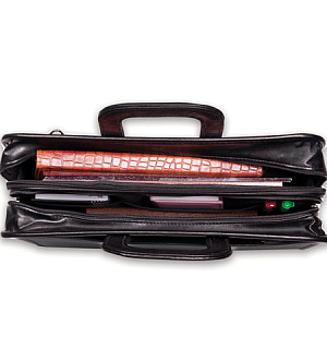 Портфель "Карьера", 36х31х7 см, искусственная кожа, 2 отделения, на молнии, черный