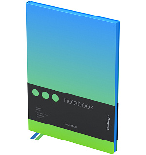 Записная книжка А5 80л., кожзам, Berlingo "Radiance", черный срез, голубой/зеленый градиент