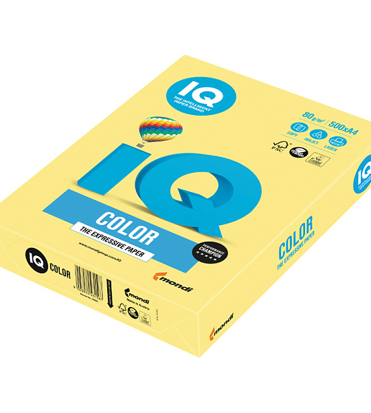 Бумага IQ "Color trend" А4, 80г/м2, 500л. (лимонно-желтый)