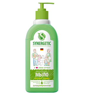 Мыло жидкое Synergetic "Луговые травы", биоразлагаемое, с дозатором, 500мл