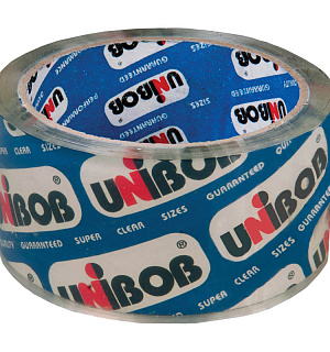 Клейкая лента упаковочная Unibob, 48мм*50м, 45мкм, крист. чистая ИУ