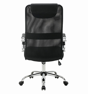 Кресло офисное BRABIX "Fit EX-514", с подголовником, хром, черное, 531949