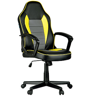Кресло игровое Helmi HL-S08 "Rally", экокожа черная/серая/желтая
