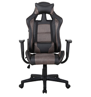 Кресло компьютерное BRABIX "GT Racer GM-100", две подушки, ткань, экокожа, черное/коричневое, 531819