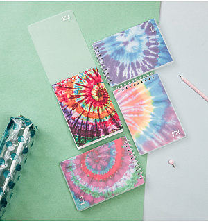 Блокнот А6 60л. на гребне MESHU "Tie-dye", пластиковая обложка