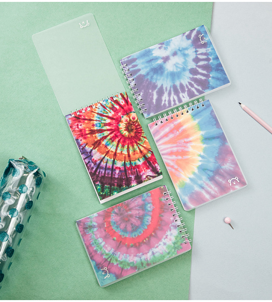 Блокнот А6 60л. на гребне MESHU "Tie-dye", пластиковая обложка