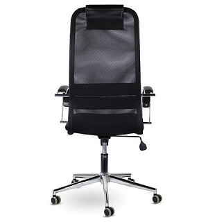 Кресло офисное BRABIX "Pilot EX-610 CH" premium, хром, ткань-сетка, черное, 532417