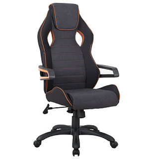 Кресло компьютерное BRABIX "Techno Pro GM-003", ткань, черное/серое, вставки оранжевые, 531813