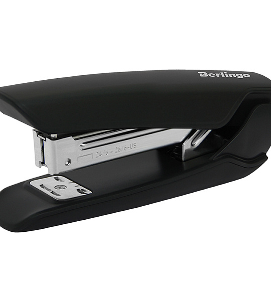 Степлер №24/6, 26/6 Berlingo "Hyper" до 25л., пластиковый корпус, черный