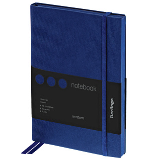 Записная книжка А6 80л., кожзам, Berlingo "Western", с резинкой, синий