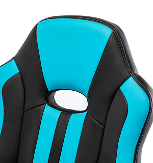 Кресло компьютерное "BRABIX Stripe GM-202", экокожа, черное/голубое, 532509