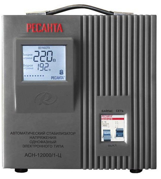 Стабилизатор напряжения Ресанта АСН-12000/1-Ц электронный, однофазный, серый