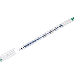 Ручка гелевая Crown "Hi-Jell" зеленая 0,5мм, штрих-код