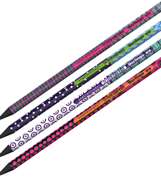 Карандаш ч/г Berlingo "Arcade XS" HB, круглый, черное дерево, заточен