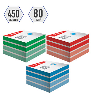 Блок для записи на склейке Berlingo "Megatop" 9*9*4,5см, цветной