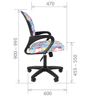 Кресло детское Chairman Kids 103, PL черн., ткань велюр, единороги, механизм качания спинки