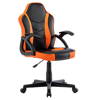 Кресло компьютерное BRABIX "Shark GM-203", экокожа, черное/оранжевое, 532513