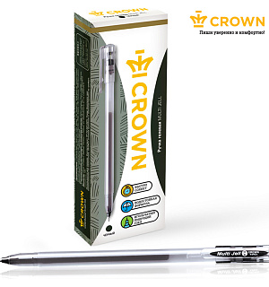 Ручка гелевая Crown "Multi Jell" черная, 0,4мм, игольчатый стержень