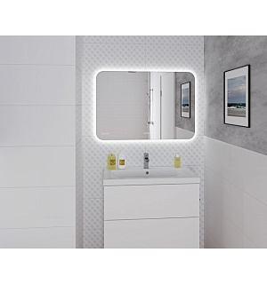 Зеркало Cersanit LED 070 DESIGN PRO, 80 x 60, сенсор, антизапотевание, часы