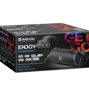 Колонка портативная Defender Enjoy S500, 2*5W, Bluetooth, FM, microSD, USB, 1200мА*ч, черный