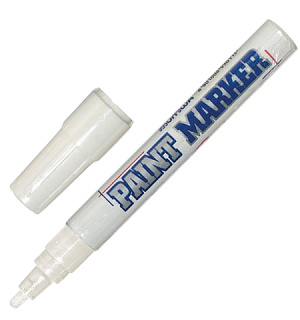Маркер-краска лаковый (paint marker) MUNHWA, 4 мм, БЕЛЫЙ, нитро-основа, алюминиевый корпус, PM-05