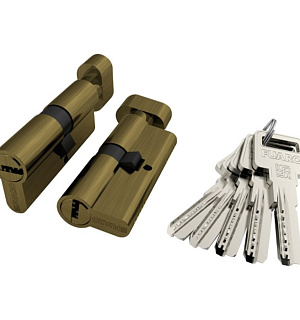 Цилиндровый механизм Fuaro R602/60 (25х10х25) AB, с вертушкой, 5 ключей, цвет бронза