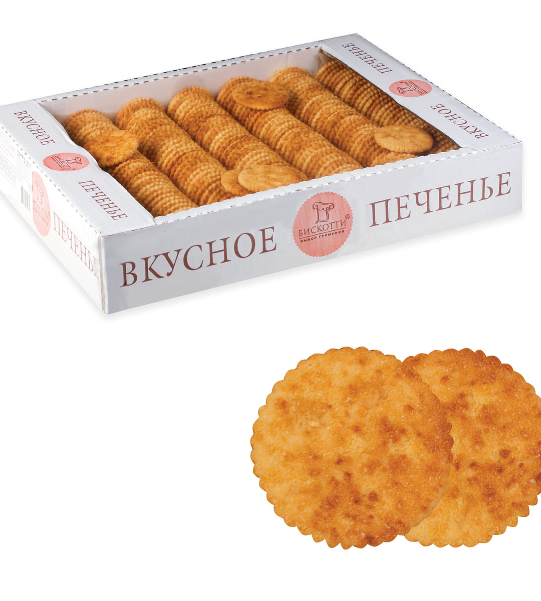 Печенье БИСКОТТИ (Россия) "Творожное", сдобное, 1,8 кг, весовое, гофрокороб