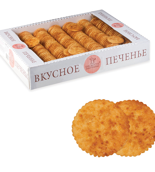 Печенье БИСКОТТИ (Россия) "Творожное", сдобное, 1,8 кг, весовое, гофрокороб