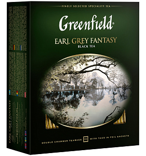 Чай Greenfield "Earl Grey", черный с бергамотом, 100 фольг. пакетиков по 2г