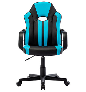 Кресло компьютерное "BRABIX Stripe GM-202", экокожа, черное/голубое, 532509