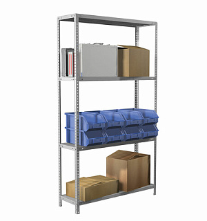 Стеллаж металлический BRABIX "MS KD-185/40-4", 1850х1000х400 мм, 4 полки, сборная стойка, 291115, S240BR144402