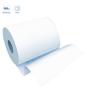 Полотенца бумажные в рулонах OfficeClean (H1), 2-слойные, 150м/рул, белые