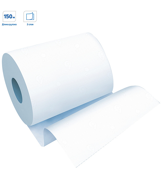 Полотенца бумажные в рулонах OfficeClean (H1), 2-слойные, 150м/рул, белые